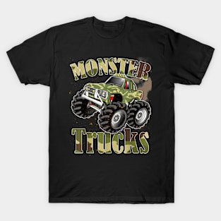 Monster Trucks Camouflage Birthday T-Shirt